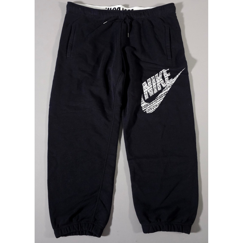 Nike Sweatpants Mens‎ Large Black Graphic Logo Joggers Fleece Just Do It